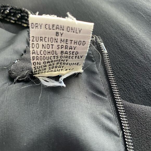 Black Tie Oleg Cassini size Small Silk Beaded Embellished Party Evening Dress - Picture 11 of 11